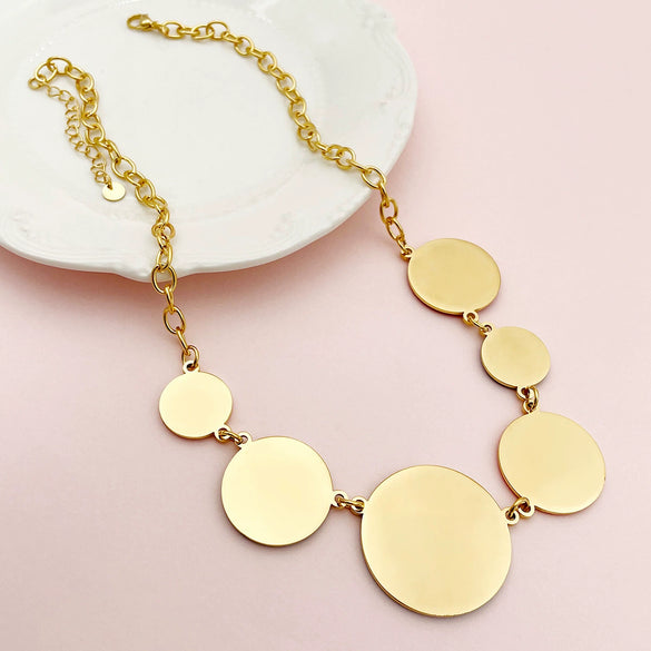 Wholesale Women's Stainless Steel And Titanium Steel Geometric Pendant Necklace With Electroplating Treatment