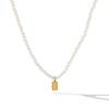 Wholesale Women's Stainless Steel And Titanium Steel Geometric Pendant Pearl Necklace With Electroplating