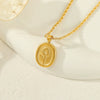 Wholesale Women's Stainless Steel And Titanium Steel Geometric Real Gold Plated Plant Flowers Style Rose Tag Clavicle Chain Necklace