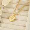Wholesale Women's Stainless Steel And Titanium Steel Geometric Real Gold Plated Plant Flowers Style Rose Tag Clavicle Chain Necklace
