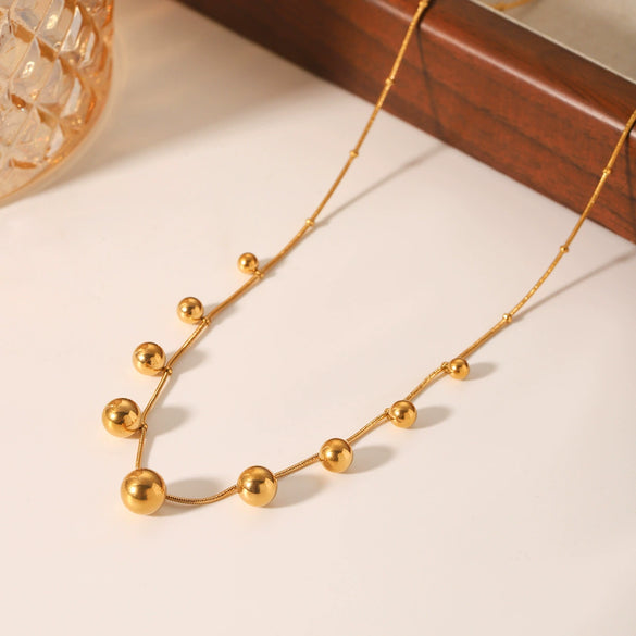 Wholesale Women's Stainless Steel And Titanium Steel Geometric Snake Bone Chain Pendant Necklace With Electroplating