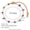 Wholesale Women's Stainless Steel And Titanium Steel Geometric Style Handmade Electroplated Amethyst Gravel Bracelet And Chain Necklace