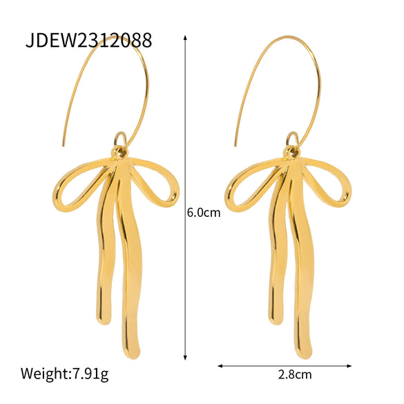 Wholesale Women's Stainless Steel And Titanium Steel Geometric Vacuum Real Gold Plated Earrings