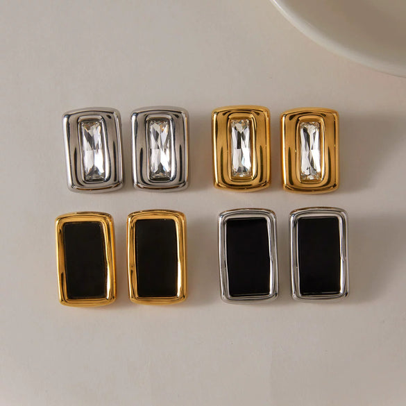 Wholesale Women's Stainless Steel And Titanium Steel Geometric Vacuum Real Gold Plated Earrings