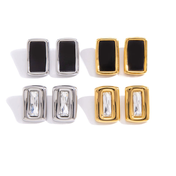 Wholesale Women's Stainless Steel And Titanium Steel Geometric Vacuum Real Gold Plated Earrings