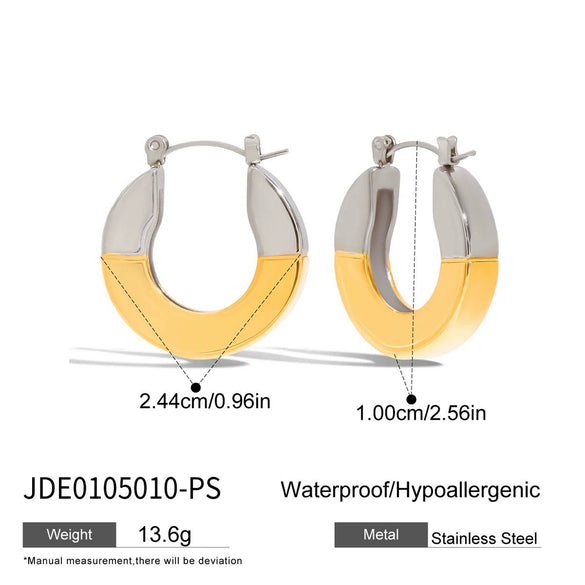 Wholesale Women's Stainless Steel And Titanium Steel Geometric Vacuum Real Gold Plated Earrings