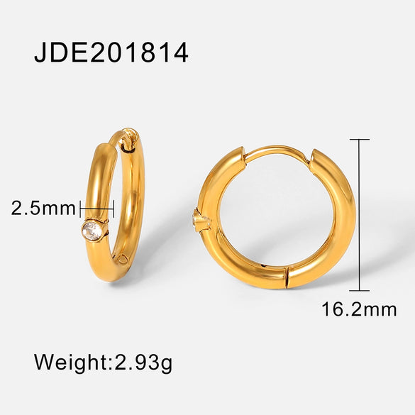 Wholesale Women's Stainless Steel And Titanium Steel Geometric Vacuum Real Gold Plated Earrings