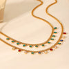 Wholesale Women's Stainless Steel And Titanium Steel Geometric Zircon Tassel Clavicle Necklace