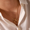 Wholesale Women's Stainless Steel And Titanium Steel Heartshaped Hollow Pendant Necklace With Electroplating Treatment