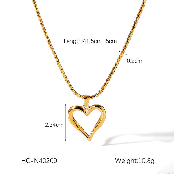 Wholesale Women's Stainless Steel And Titanium Steel Heartshaped Hollow Pendant Necklace With Electroplating Treatment