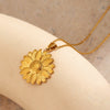Wholesale Women's Stainless Steel And Titanium Steel Hiphop Sunflower Geometric Pattern Electroplated Clavicle Necklace
