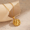 Wholesale Women's Stainless Steel And Titanium Steel Hiphop Sunflower Geometric Pattern Electroplated Clavicle Necklace