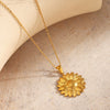 Wholesale Women's Stainless Steel And Titanium Steel Hiphop Sunflower Geometric Pattern Electroplated Clavicle Necklace