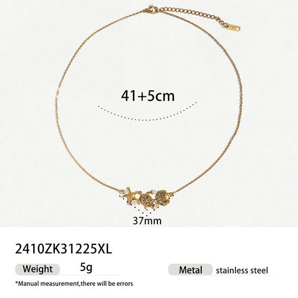 Wholesale Women's Stainless Steel And Titanium Steel Jewelry Set Electroplated Sweater Chain And Pendant Minimalist Ins Style