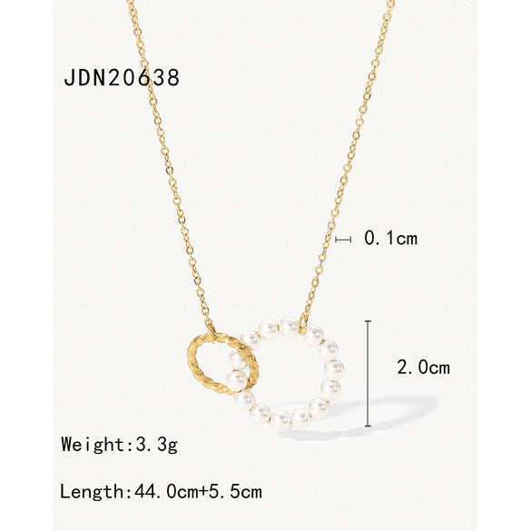 Wholesale Women's Stainless Steel And Titanium Steel Jewelry Set With Geometric Design And Electroplating Including Necklace And Ring