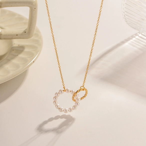 Wholesale Women's Stainless Steel And Titanium Steel Jewelry Set With Geometric Design And Electroplating Including Necklace And Ring
