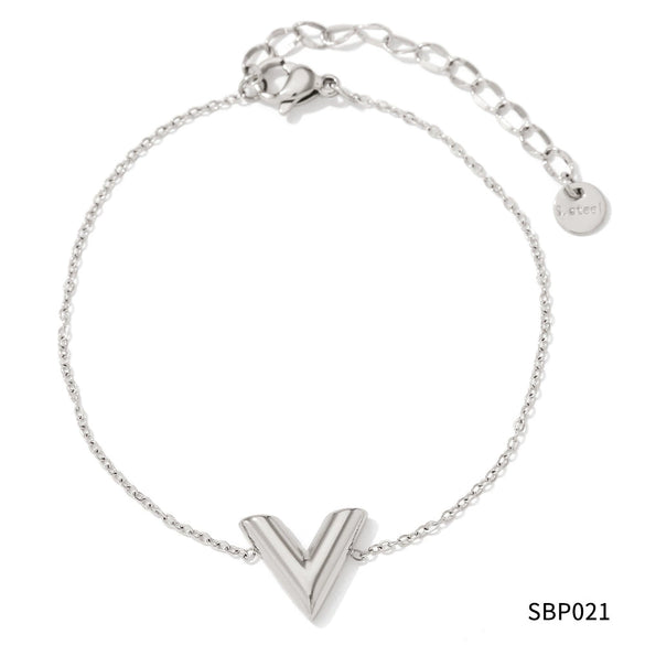 Wholesale Women's Stainless Steel And Titanium Steel Jewelry Set With Geometric V Shaped And Plant Flower Pattern Electroplated Stud Earrings Bracelet And Necklace