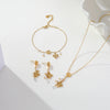 Wholesale Women's Stainless Steel And Titanium Steel Jewelry Set With Heart Drop Bell Geometric Patterns Electroplated