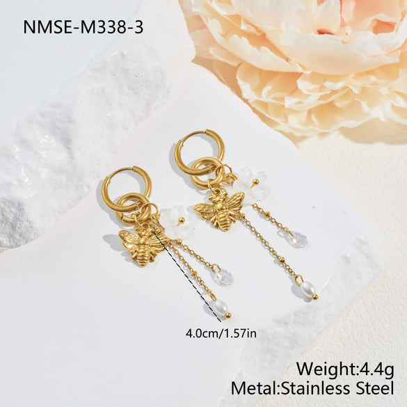 Wholesale Women's Stainless Steel And Titanium Steel Jewelry Set With Heart Water Drop Bell Patterns Electroplated Clavicle Chain Earrings And Hand Accessories