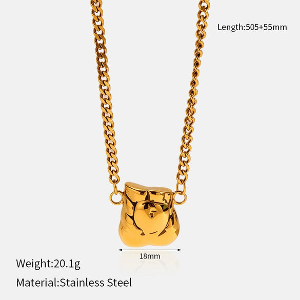 Wholesale Women's Stainless Steel And Titanium Steel Jewelry With Electroplated Cartoon Character Pattern Snake Bone Chain Necklace