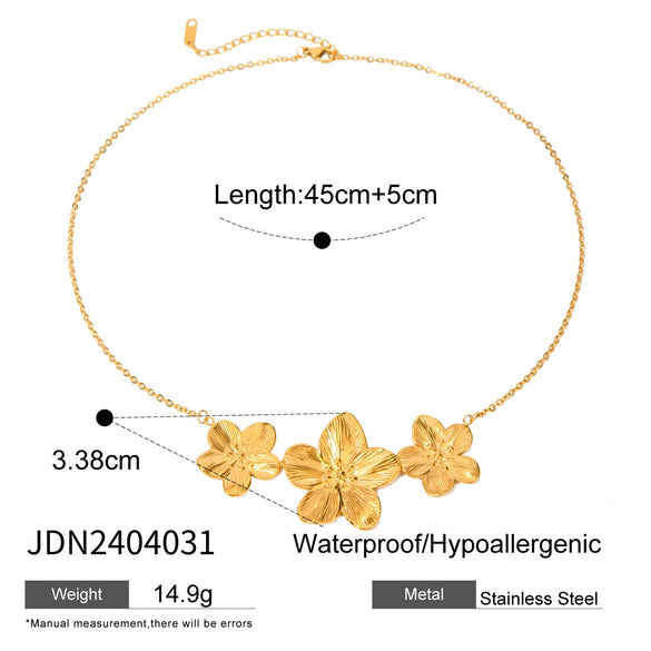 Wholesale Women's Stainless Steel And Titanium Steel Jewelry With Flower Style And Geometric Shape Electroplated Necklace Earrings Ring Bracelet