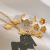 Wholesale Women's Stainless Steel And Titanium Steel Jewelry With Flower Style And Geometric Shape Electroplated Necklace Earrings Ring Bracelet