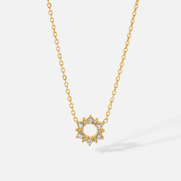 Wholesale Women's Stainless Steel And Titanium Steel Jewelry With Geometric Pattern Electroplated Snake Bone Chain And Irregular Round Zircon Inlaid Ring And Necklace
