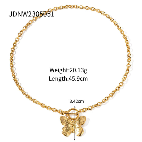 Wholesale Women's Stainless Steel And Titanium Steel Jewelry With Geometric Style And Electroplating Treatment Butterfly Necklace And Bracelet Earrings