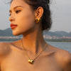 Wholesale Women's Stainless Steel And Titanium Steel Jewelry With Love Water Drops Bell Pattern Earrings And Necklace Electroplated