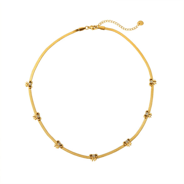 Wholesale Women's Stainless Steel And Titanium Steel 18K Gold Plated Diamond Butterfly Cross Chain Necklace With Bow Pattern