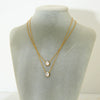Wholesale Women's Stainless Steel And Titanium Steel 18K Gold Plated Drop Shape Pendant Necklace With O Word Chain