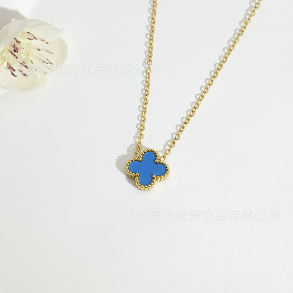 Wholesale Women's Stainless Steel And Titanium Steel 18K Plated Floral Pattern Necklace