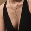 Wholesale Women's 316L Stainless Steel And 316L Stainless Steel Light Luxury Geometric Heart Shaped Zircon Yshaped Tassel Necklace With Electroplating