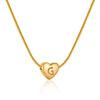 Wholesale Women's Stainless Steel And Titanium Steel Love Heart Pendant Necklace With Snake Bone Chain Electroplated Letter Pattern Fashion Style