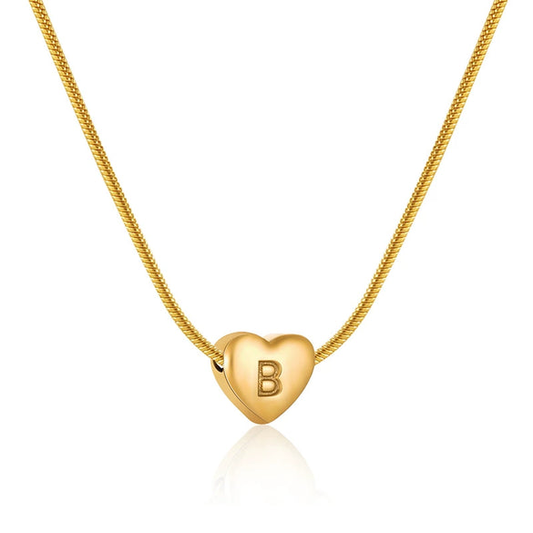 Wholesale Women's Stainless Steel And Titanium Steel Love Heart Pendant Necklace With Snake Bone Chain Electroplated Letter Pattern Fashion Style