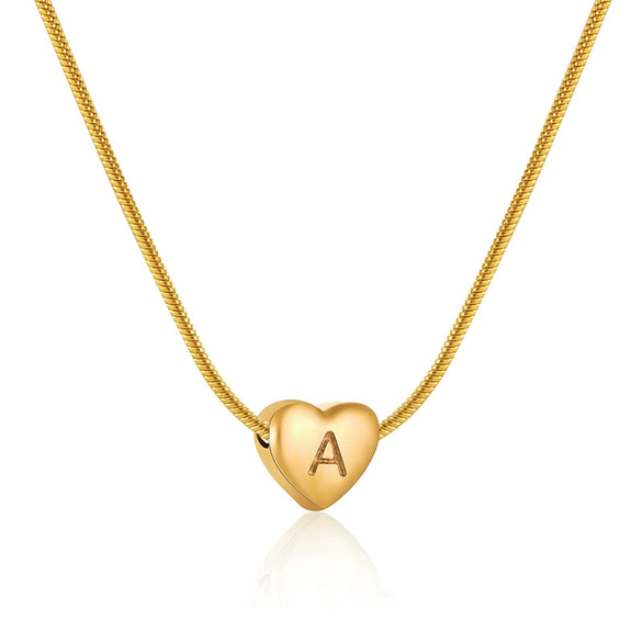 Wholesale Women's Stainless Steel And Titanium Steel Love Heart Pendant Necklace With Snake Bone Chain Electroplated Letter Pattern Fashion Style