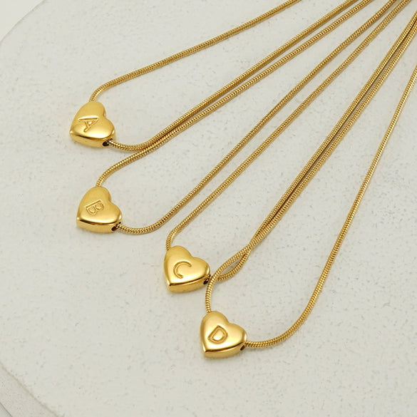 Wholesale Women's Stainless Steel And Titanium Steel Love Heart Pendant Necklace With Snake Bone Chain Electroplated Letter Pattern Fashion Style