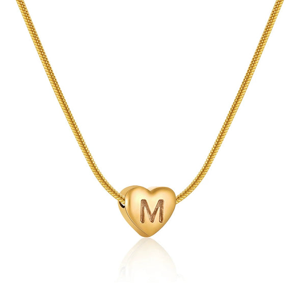 Wholesale Women's Stainless Steel And Titanium Steel Love Heart Pendant Necklace With Snake Bone Chain Electroplated Letter Pattern Fashion Style
