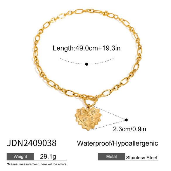 Wholesale Women's Stainless Steel And Titanium Steel Love Letter Pendant Necklace With White Diamond Electroplated Quiet Design Fashion