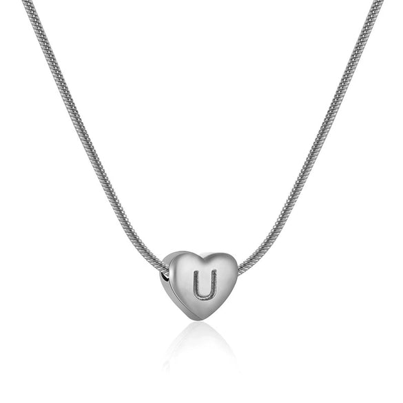 Wholesale Women's 316L Stainless Steel And 316L Stainless Steel Love Necklace With Letter Pendant And Snake Bone Chain Electroplated Fashion Minimalist Style