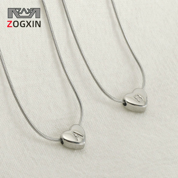 Wholesale Women's 316L Stainless Steel And 316L Stainless Steel Love Necklace With Letter Pendant And Snake Bone Chain Electroplated Fashion Minimalist Style