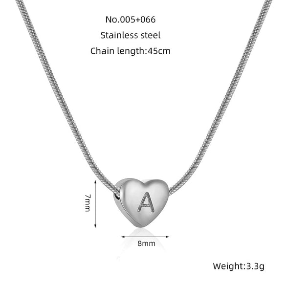 Wholesale Women's 316L Stainless Steel And 316L Stainless Steel Love Necklace With Letter Pendant And Snake Bone Chain Electroplated Fashion Minimalist Style