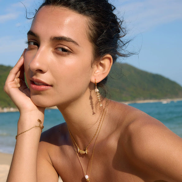 Wholesale Women's Stainless Steel And Titanium Steel Marine Life Animal Style Electroplated Earrings And Necklace Set