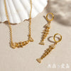 Wholesale Women's Stainless Steel And Titanium Steel Marine Life Animal Style Electroplated Earrings And Necklace Set