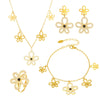 Wholesale Women's Stainless Steel And Titanium Steel Multipendant Necklace Earrings Bracelet Set 18K Gold Plated Ferris Wheel Flower Jewelry