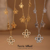 Wholesale Women's Stainless Steel And Titanium Steel Multipendant Necklace Earrings Bracelet Set 18K Gold Plated Ferris Wheel Flower Jewelry