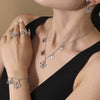 Wholesale Women's Stainless Steel And Titanium Steel Multipendant Necklace Earrings Bracelet Set 18K Gold Plated Ferris Wheel Flower Jewelry