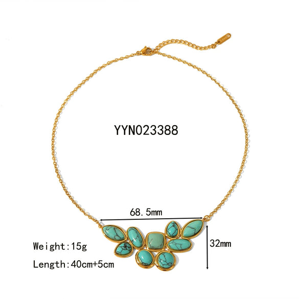 Wholesale Women's Stainless Steel And Titanium Steel Necklace And Earrings Set With Love Water Drops Bell Pattern Electroplated With 18K Real Gold In Vacuum Furnace
