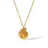 Wholesale Women's Stainless Steel And Titanium Steel Necklace With Conch Shell Pendant In Geometric Pattern And Electroplating Treatment