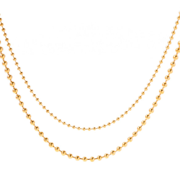 Wholesale Women's Stainless Steel And Titanium Steel Necklace With Geometric Design Electroplated Double Layer Large And Small Round Beads